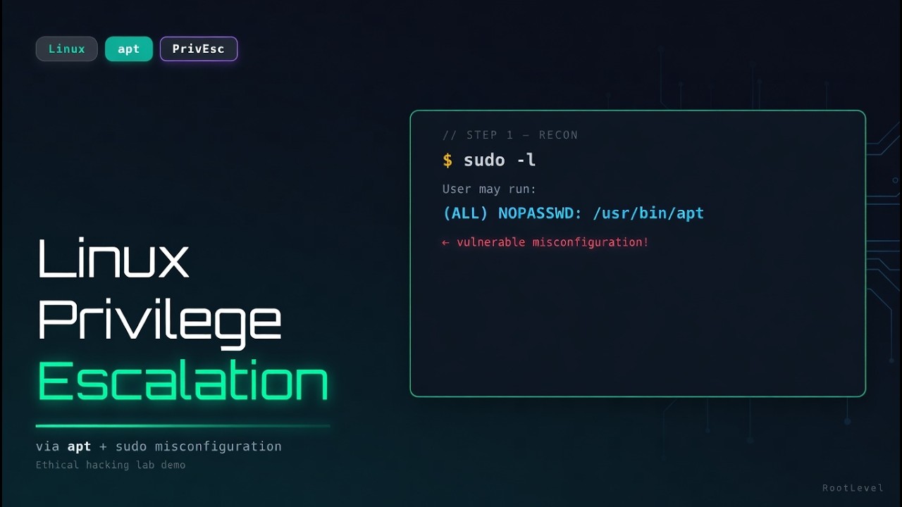 Linux Privilege Escalation via apt &mdash; sudo Misconfiguration | RootLevel