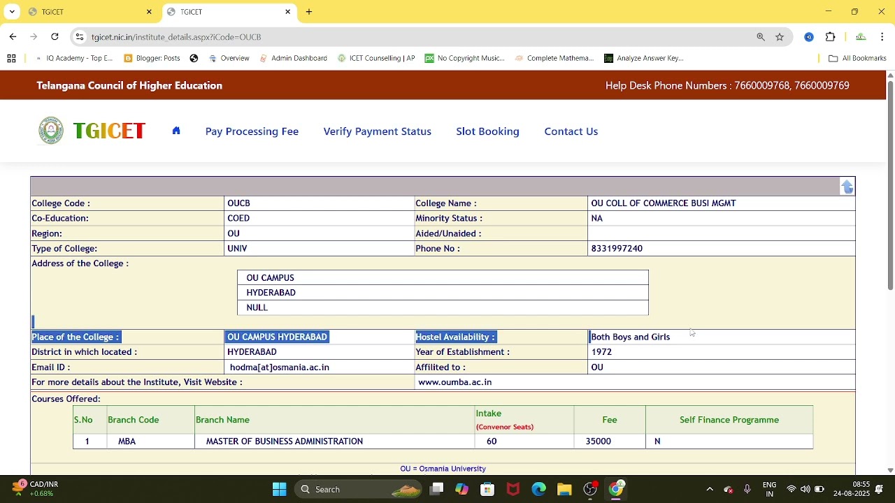 tg icet 2025 list of all mba mca colleges / institute profiles tg icet / IQ ACADEMY