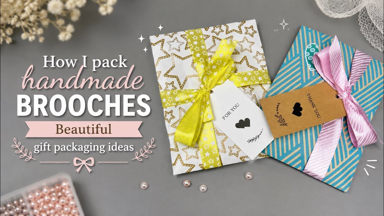 How I pack handmade brooches 🎀 Beautiful gift packaging ideas | DIY 