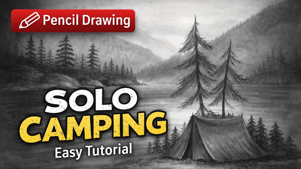 Solo Camping Pencil Drawing | Easy and step by step 
