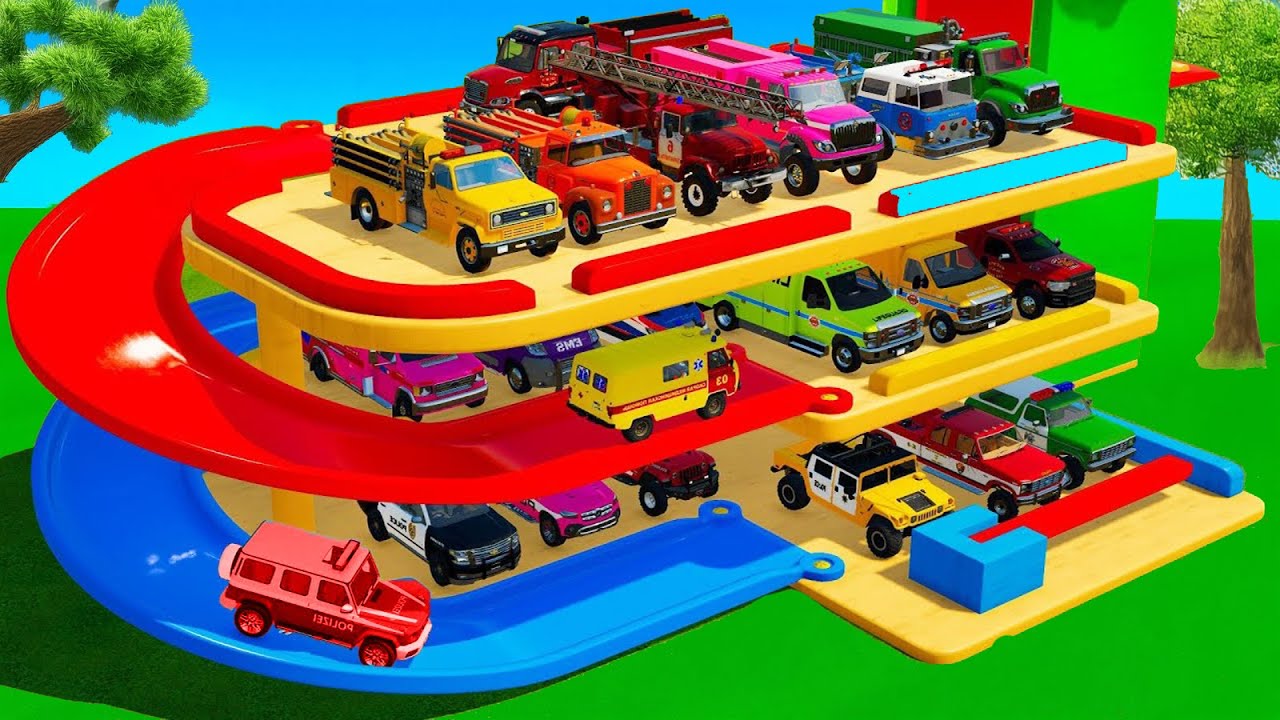 TRANSPORTING COLORFUL GOLF GTI, ZETOR TRACTORS & SCHOOL BUS WITH TRUCK - FS22