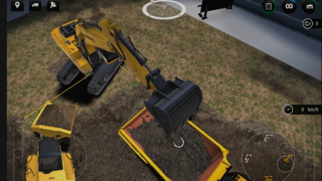 construction simulator23 eps203  dumper is trying to get on the excavator, please push itfrombehind.