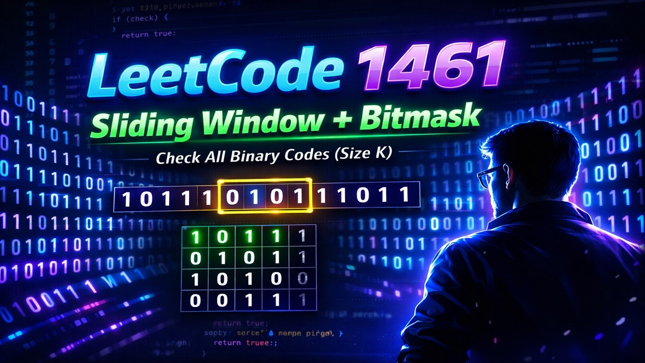 Leetcode 1461. Check If a String Contains All Binary Codes of Size K | | Sliding Window & Bitmask