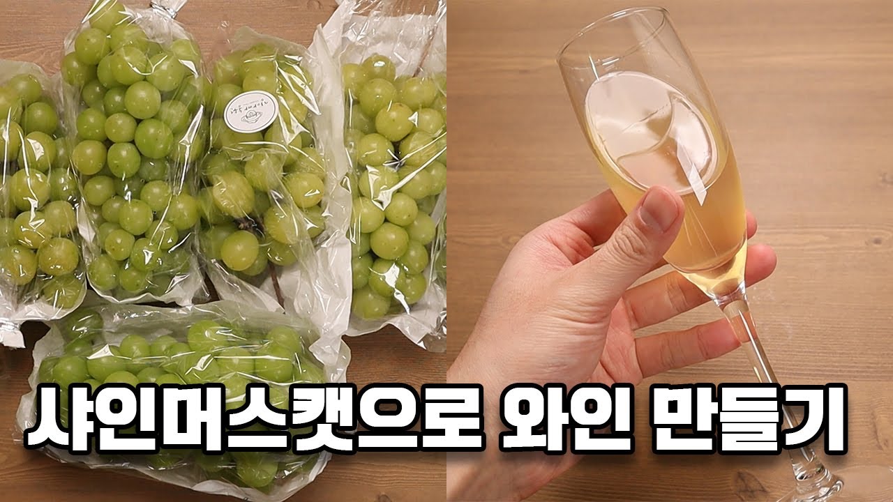 집에서 화이트 와인을 만들어 봤습니다.