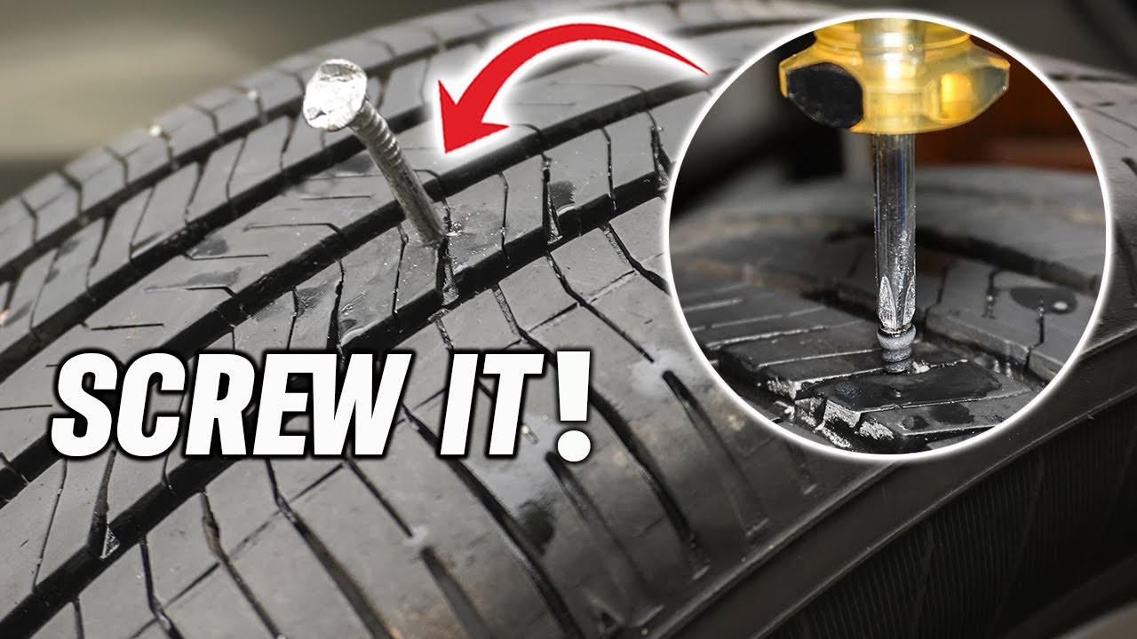 Fixing A Flat Tire Using A SCREW! The Results Will Shock You! DIY How To
