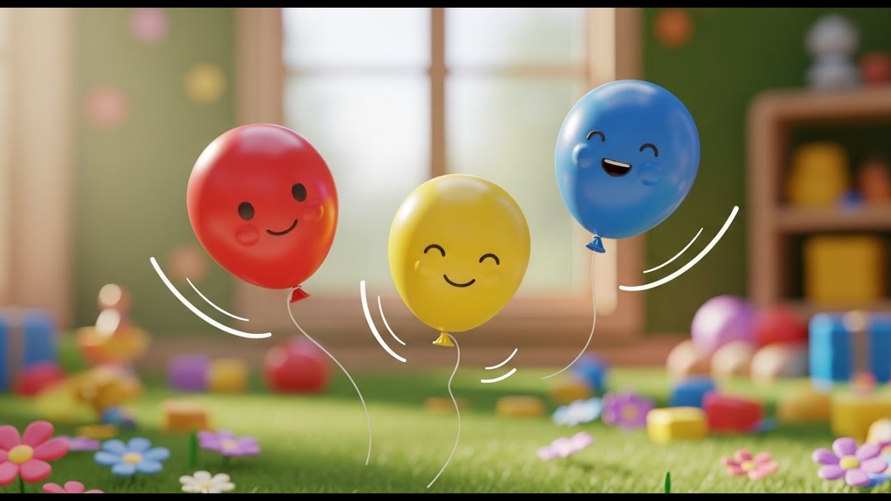 Três Pequenos Balões de Brinquedo Pop Pop | Cores e Sons para Crianças