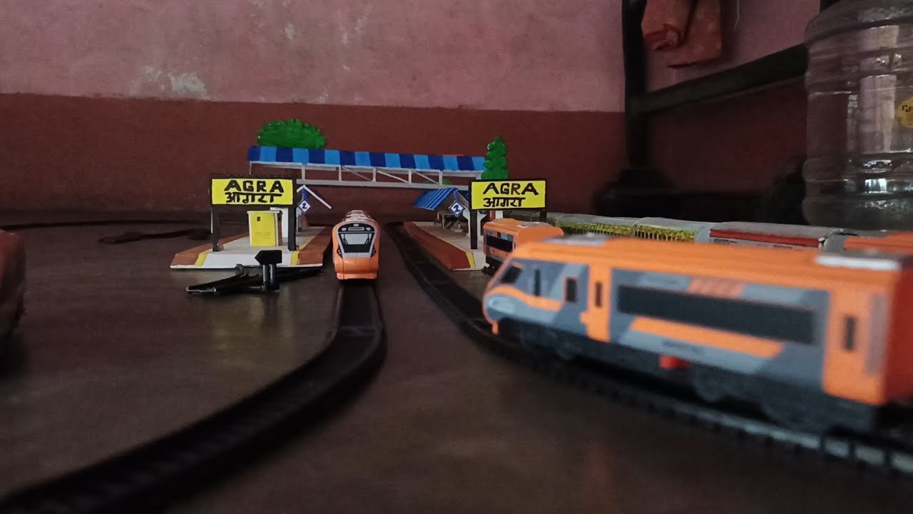 Trying to create a miniature Railway station by @MiniaturebySK some crossings of vande bharat rail