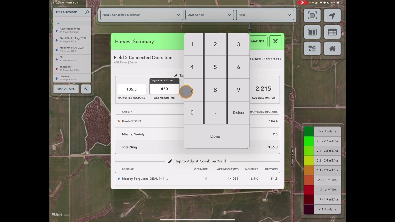 Post Harvest Yield Adjustments in the FieldView&trade; Cab App