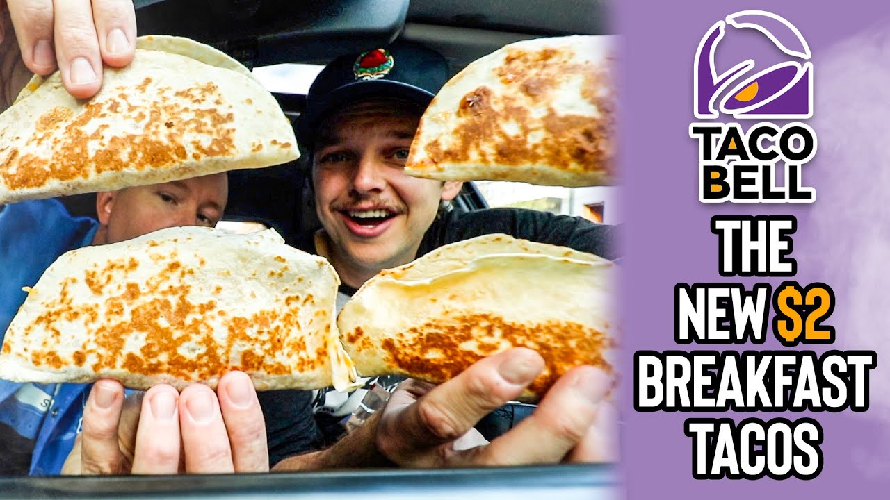 Eating Taco Bell's *NEW* $2 Grilled Breakfast Tacos | Bacon & Sausage | *WORTH THE PRICE?!* 🌮🍳☀️