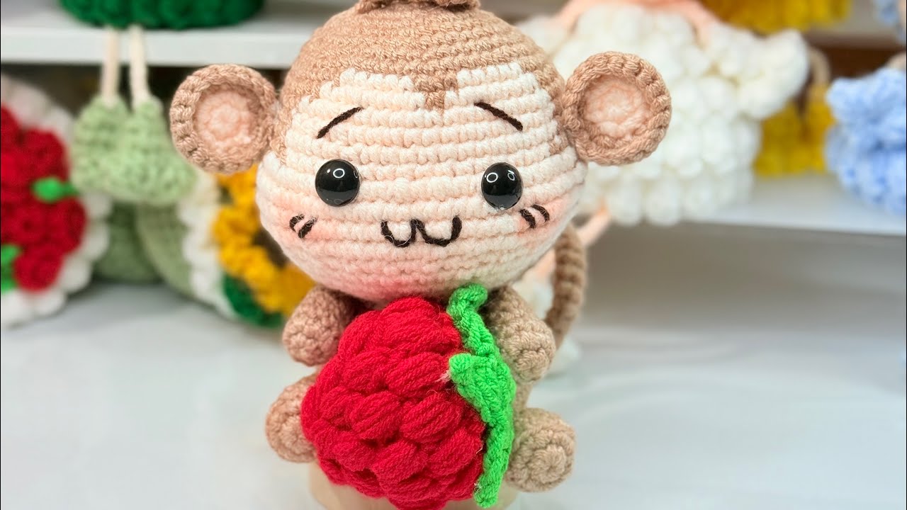 How to Crochet a Cute Monkey with Strawberry 🐵🍓 | Step by Step Tutorial