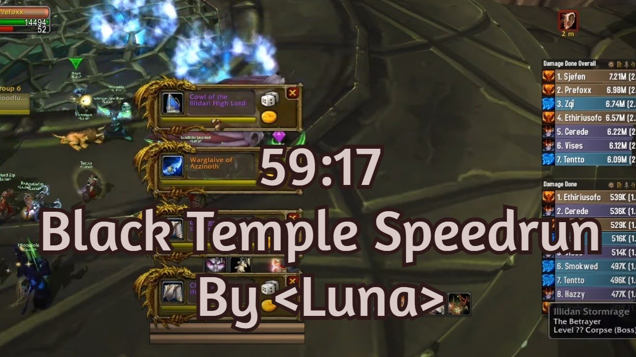 59:17 - Black Temple Speedrun by Luna - Gehennas. Fury Warrior PoV. (with GLAIVE drop)