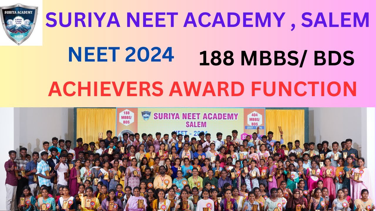 NEET 2024 - ACHIEVERS AWARD FUNCTION - 188 MBBS/BDS - #SURIYA NEET ACADEMY
