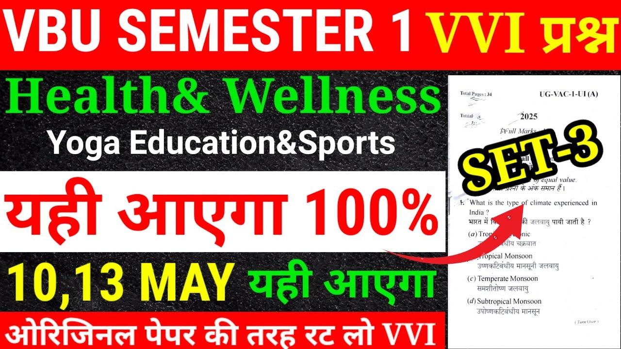 VBU SEM 1 health & wellness Selected questions | health & wellness yoga Most important question