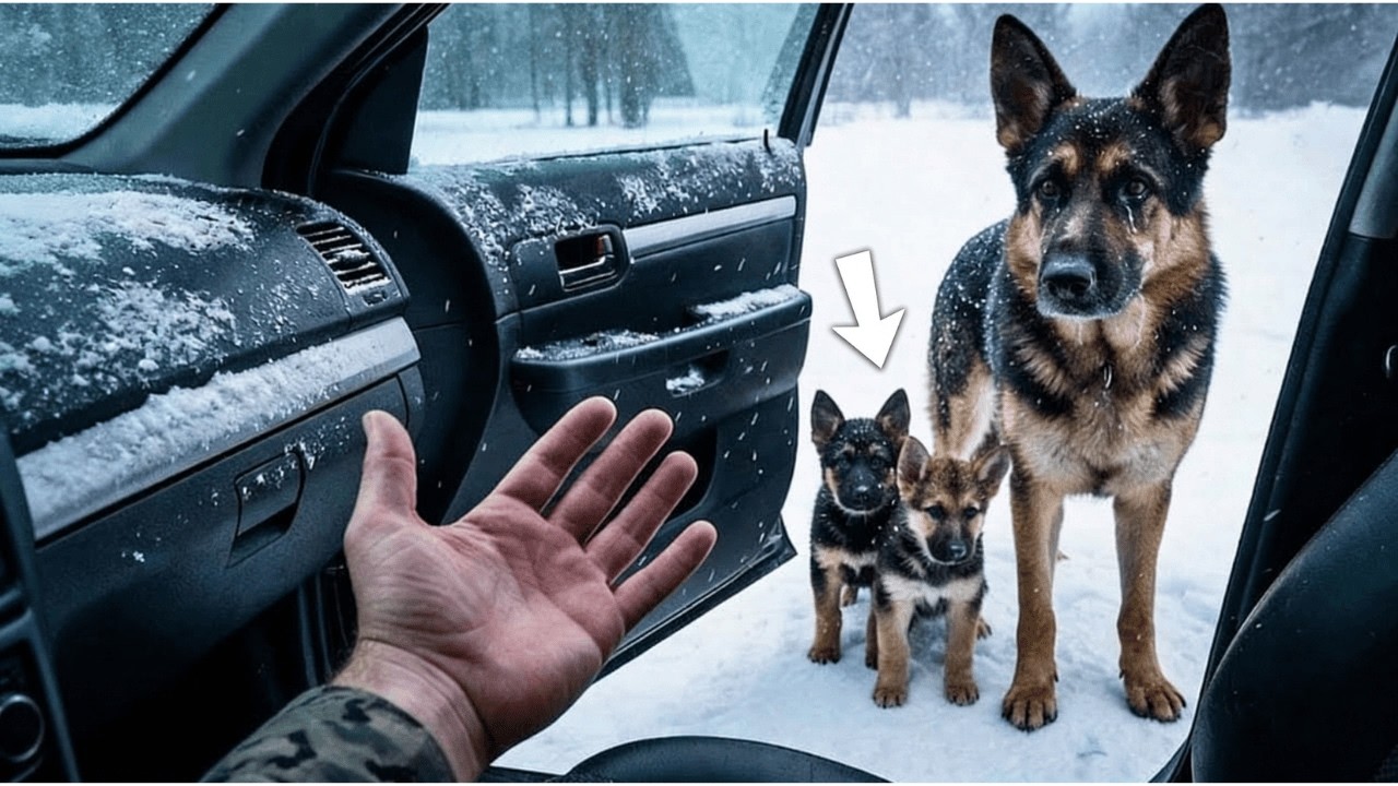Un ofițer deschide ușa mașinii unei familii de câini în viscol. Ce urmează îți va topi inima!