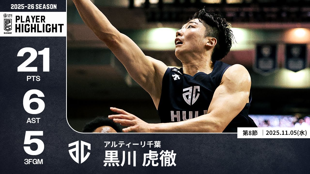 【プレーまとめ】A千葉#3 黒川 虎徹｜第8節｜11.05.2025 プロバスケ (Bリーグ)