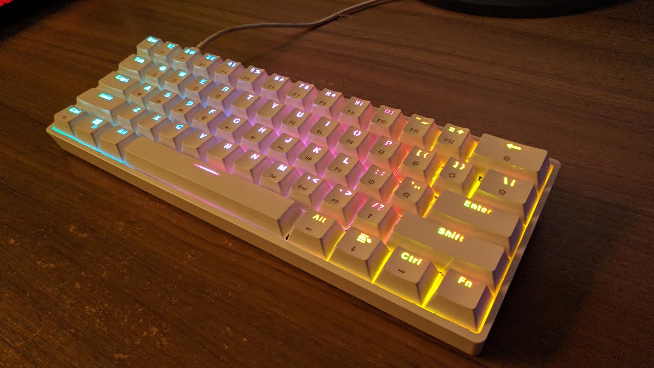 teclado 60% Gk61 switch óptico amarelo review pt-br