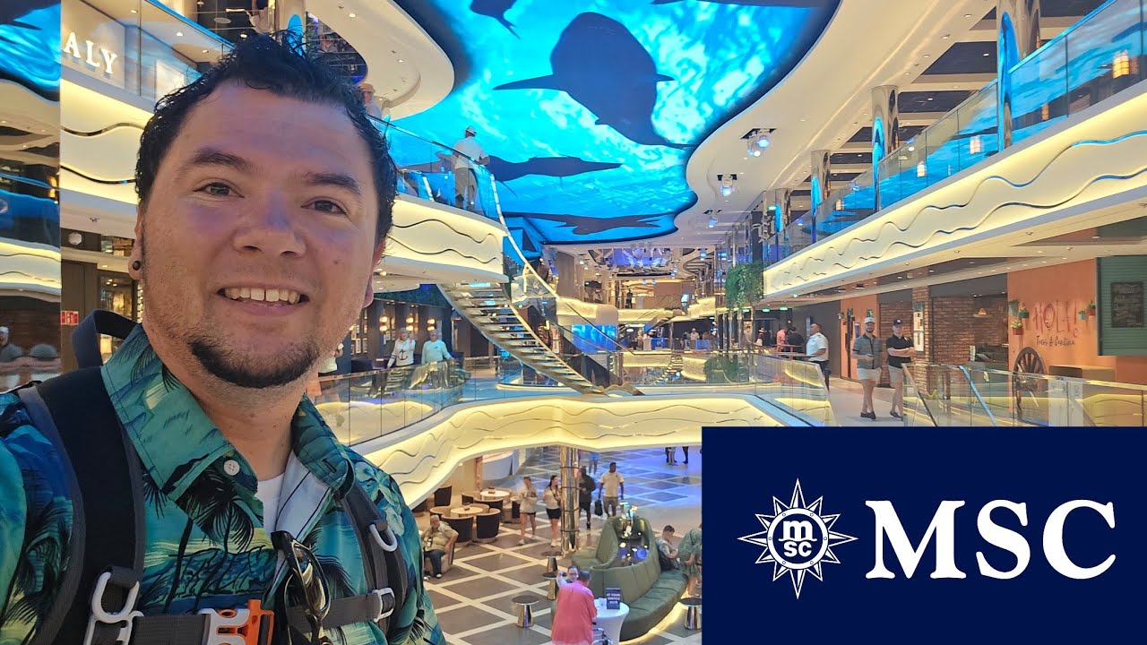 Посадка на новейший круизный лайнер в мире! MSC World America выходит из Майами, Флорида.