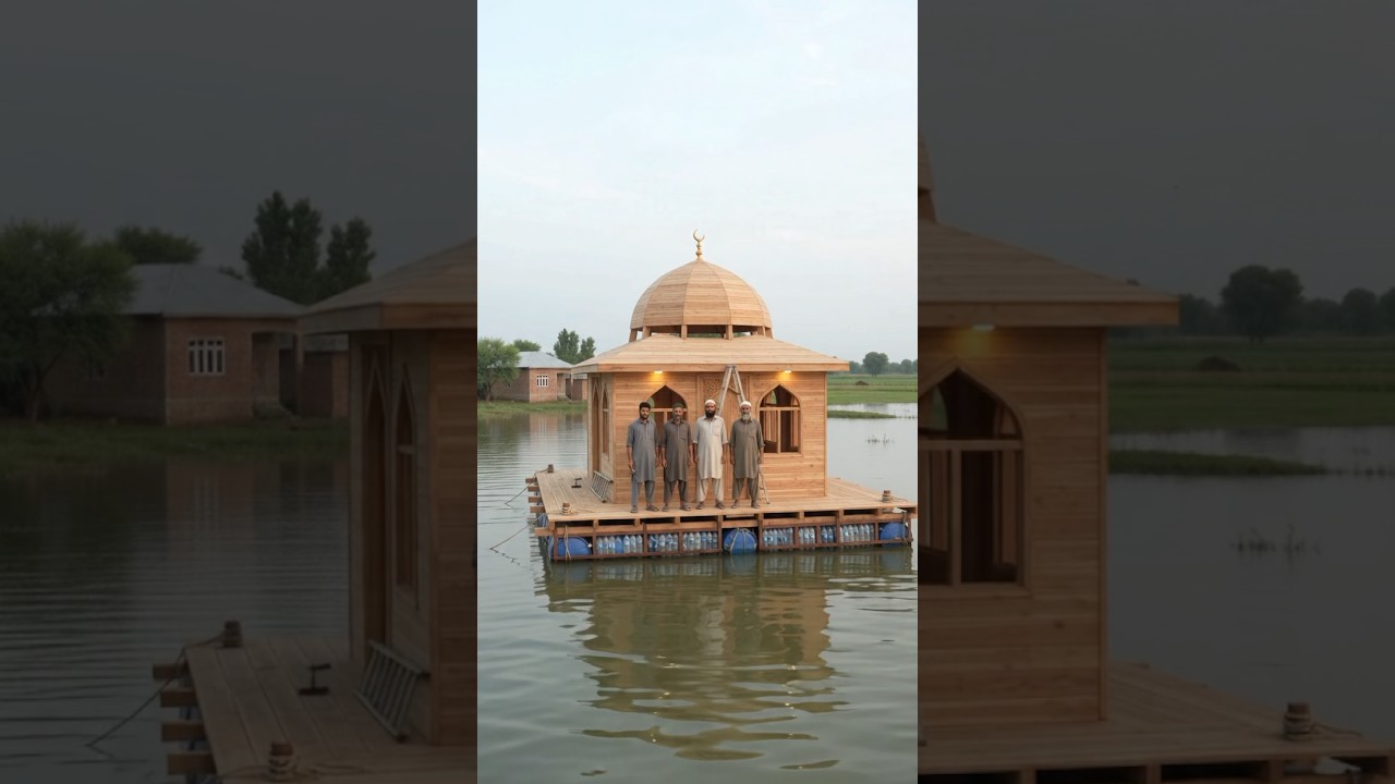 They Built a Floating Mosque Using Thousands of Plastic Bottles 🕌🌊💚 #shorts