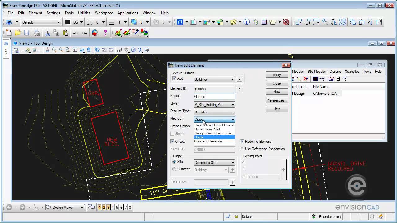 Pad Design InRoads Site Modeler