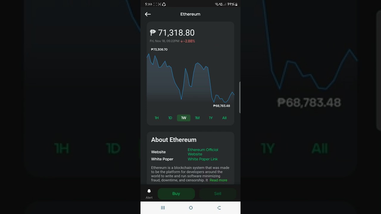 ETHEREUM latest value in Maya Crypto as of 18Nov2022 priced at P71318.80