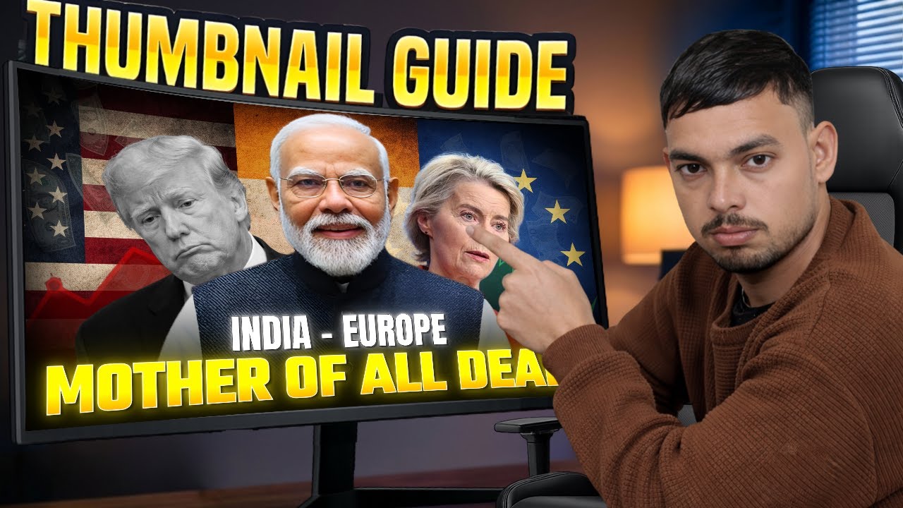 India Europe Trade Deal Thumbnail Design | Documentary Style Thumbnail Tutorial