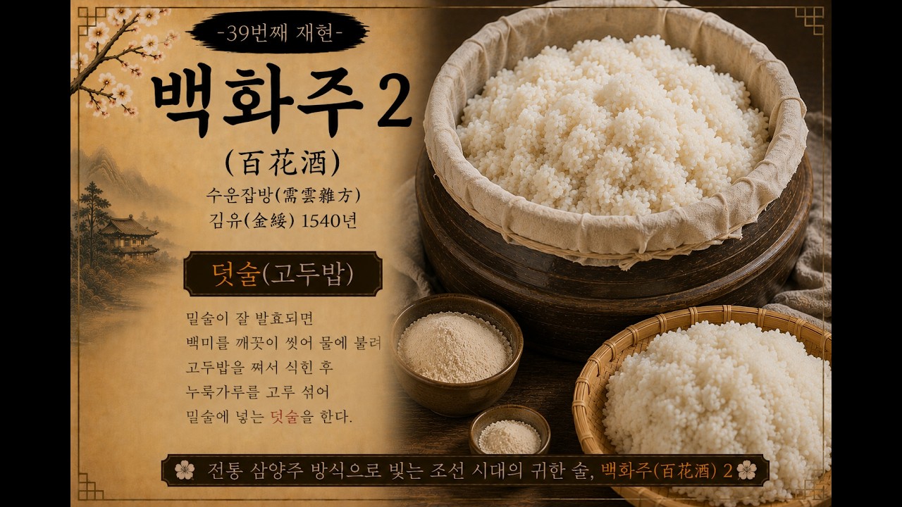 (39) 백화주(百花酒) 2-덧술-수운잡방(需雲雜方)