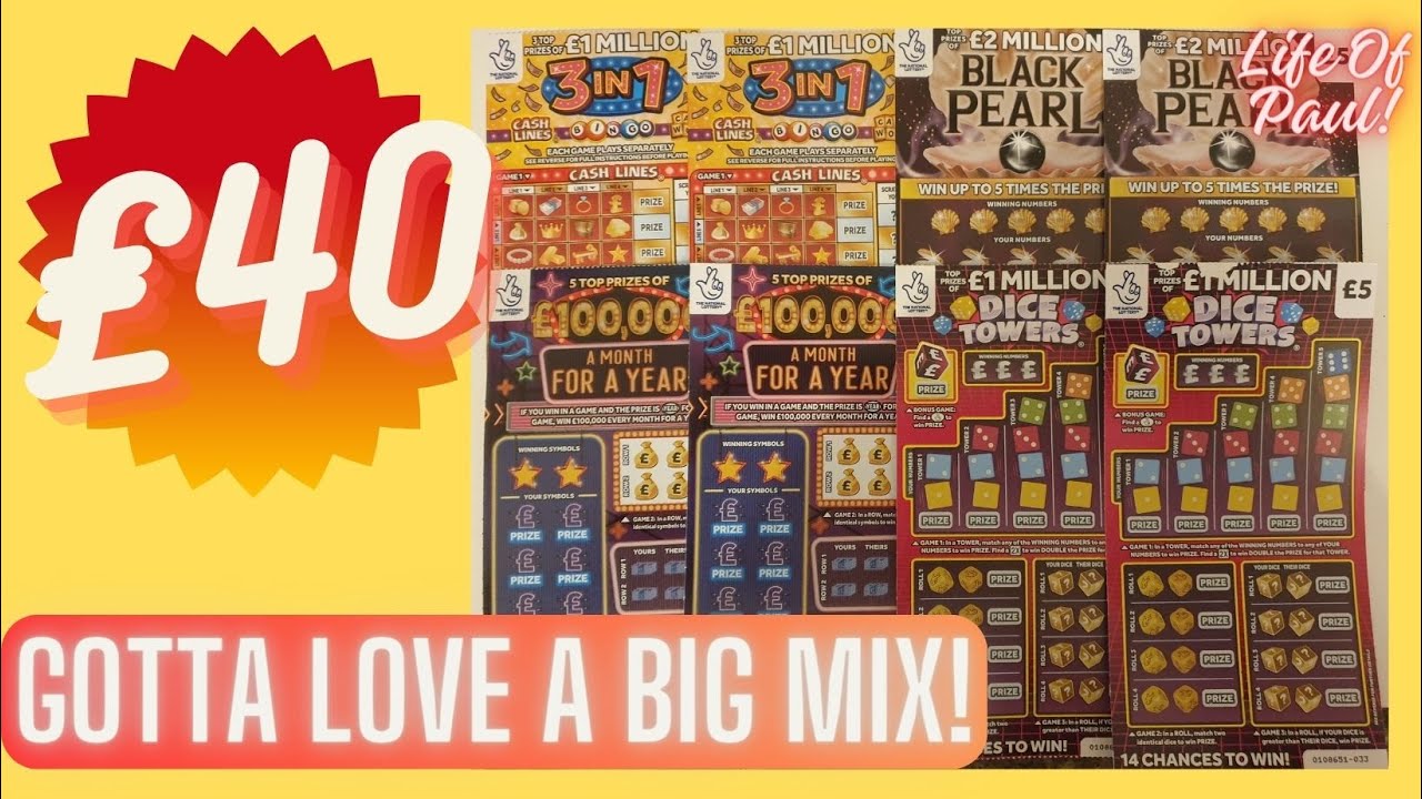 £40 of scratch cards. A mix of £5 scratch cards from the Lottery, looking for a big win!