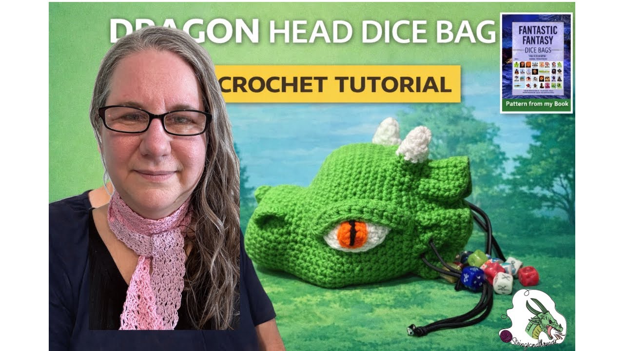 Crochet Dragon Head Drawstring Dice Bag Tutorial | Fantasy Bag Pattern | Fantastic Fantasy Dice Bags