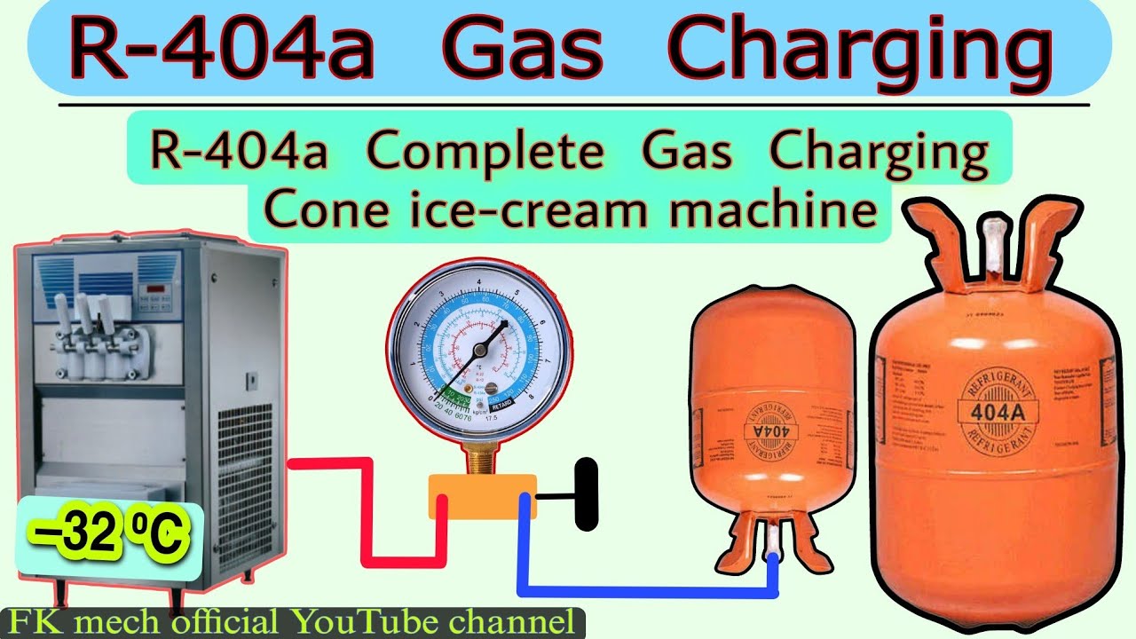 R-404a gas charging || Cone Ice cream machine gas charging -32 ⁰C