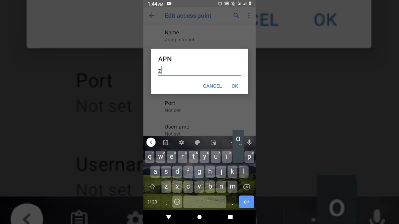 Zong Internet settings APN