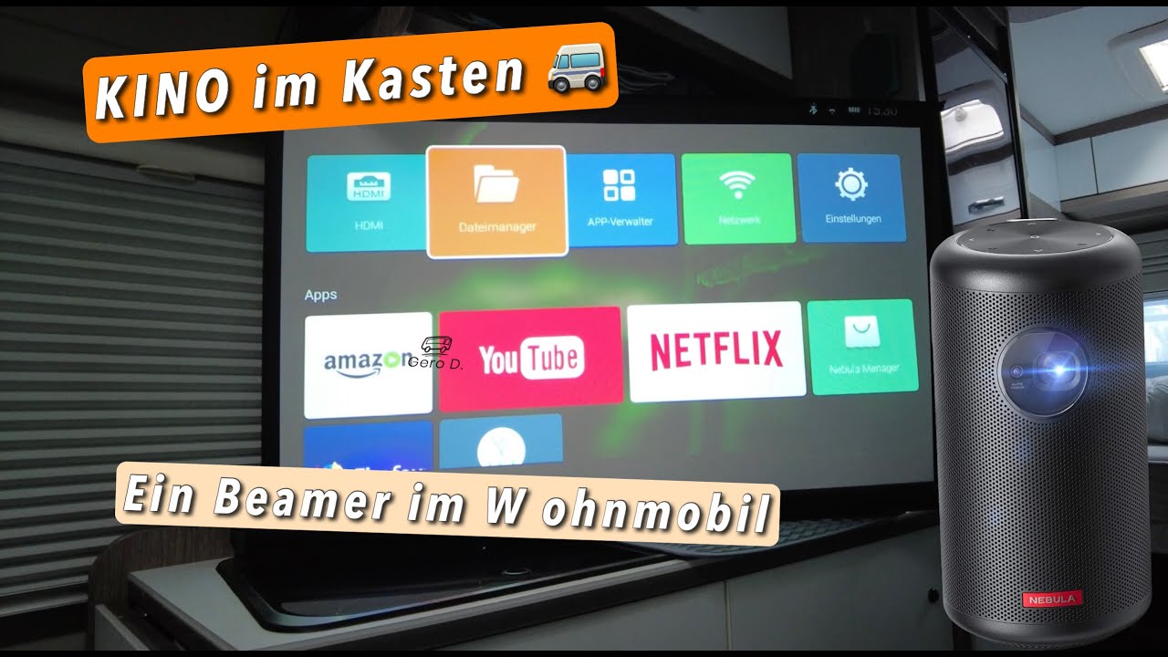 Kino im Kasten - Ein Beamer im Kastenwagen / Pössl (Wohnmobil) - Capsule Max (720 P) - Akku Beamer