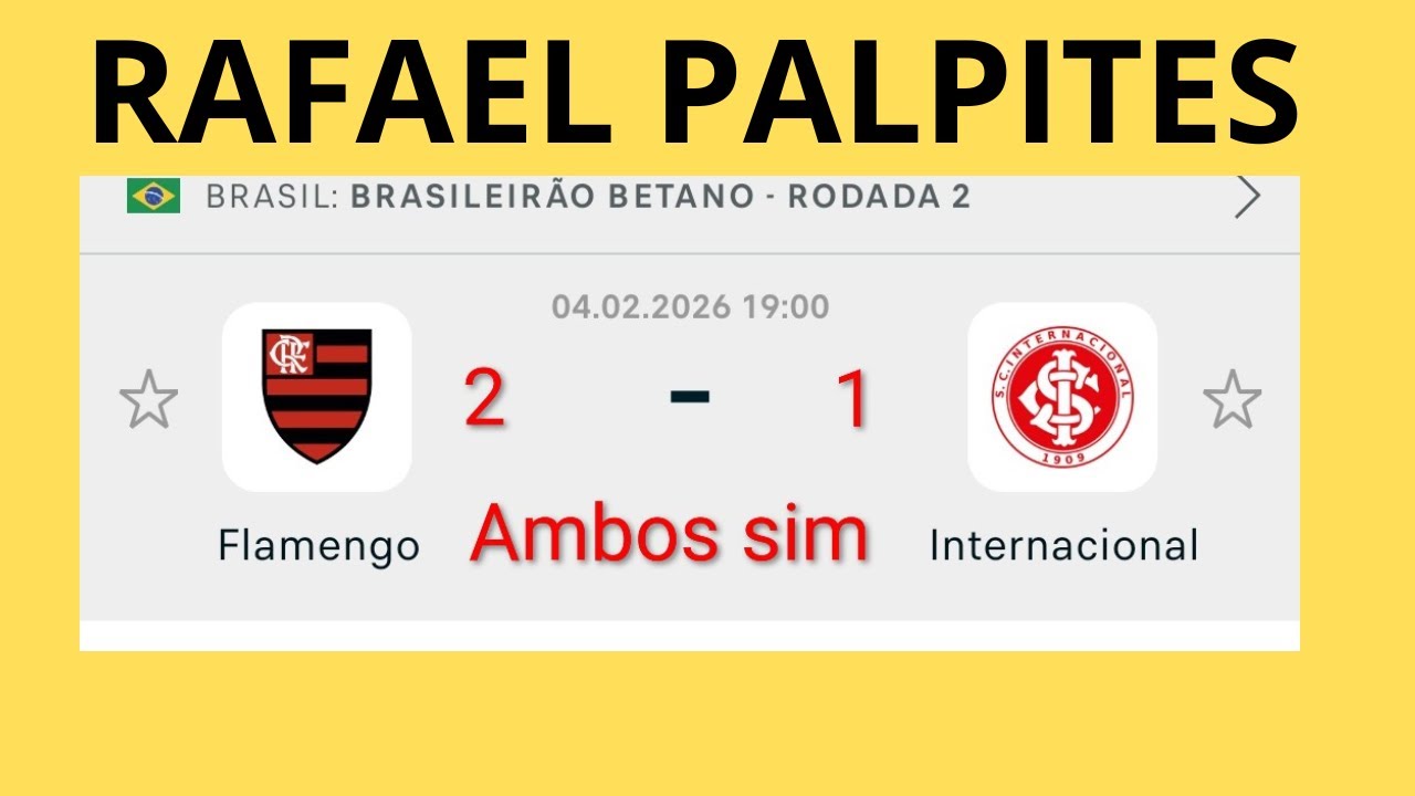 PALPITES DE FUTEBOL COM PLACAR EXATO +BILHETE PRONTO PARA ESTA QUARTA 04/02/2026