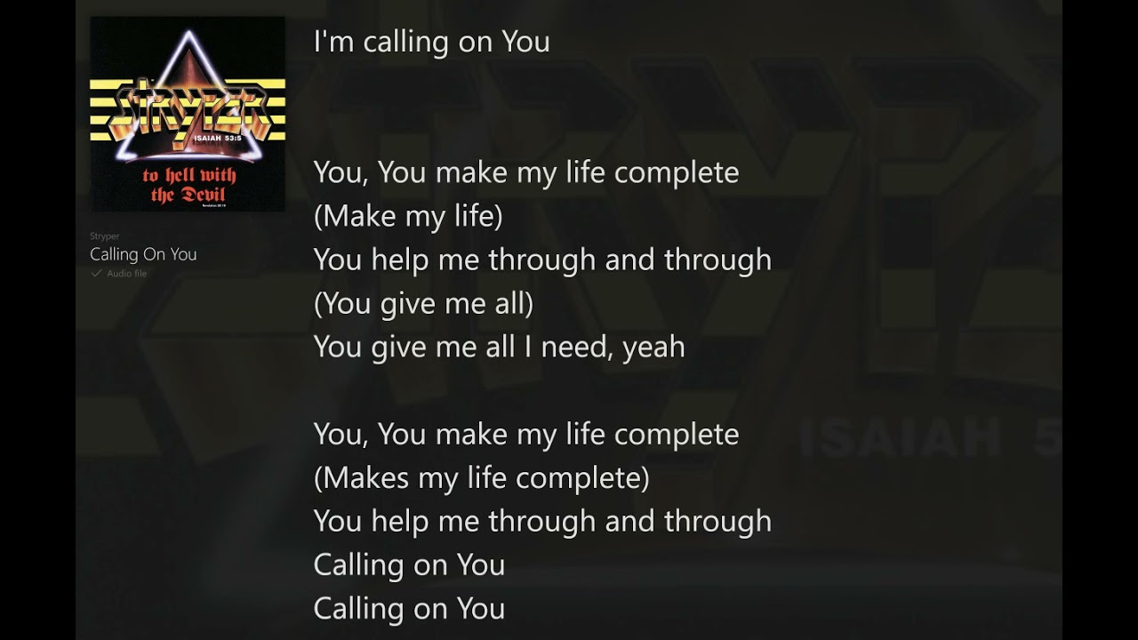 Calling On You (with Lyrics) Stryper/to hell with the Devil