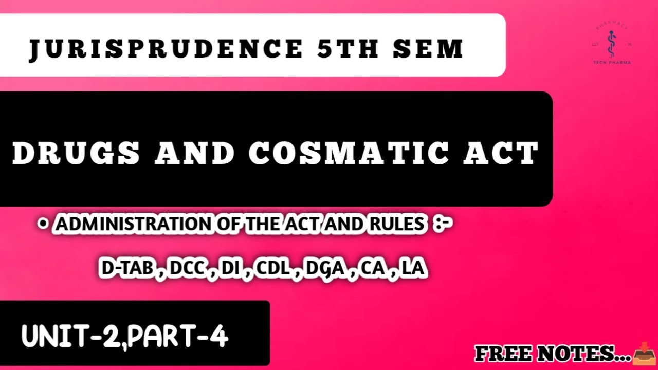 ‎DTAB, DCC & Drug Inspector Roles EXPLAINED | Drug & Cosmetic Act Administration | Jurisprudence