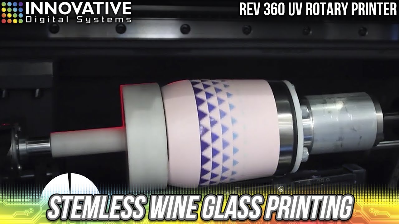 Wine Glass Printing with the Revolution 360T Cylindrical UV Printer