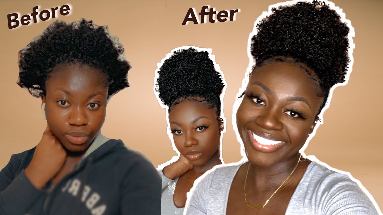 How to do a High Puff on Short Natural 4c Hair | DIY fake high puff on 4C Hair