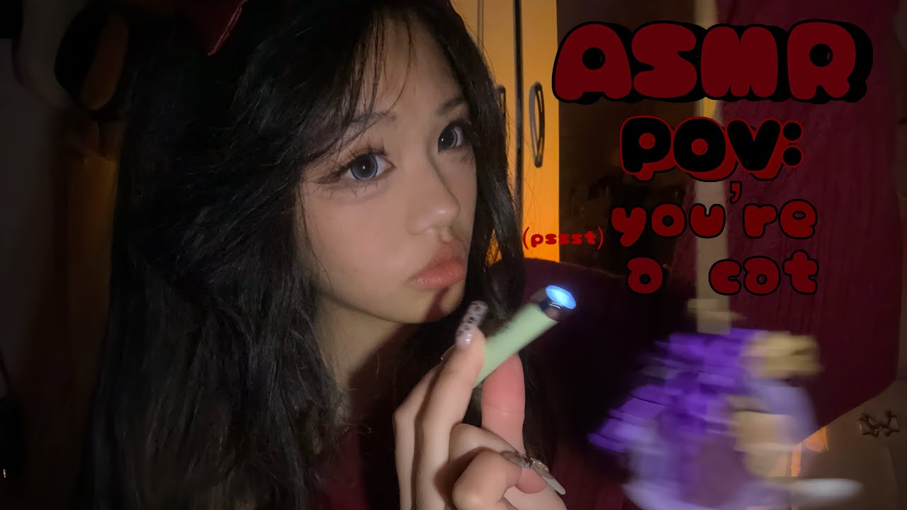 ASMR pov you’re a cat 🐈 | mouth sounds | visual light triggers | mic scratching | roleplay