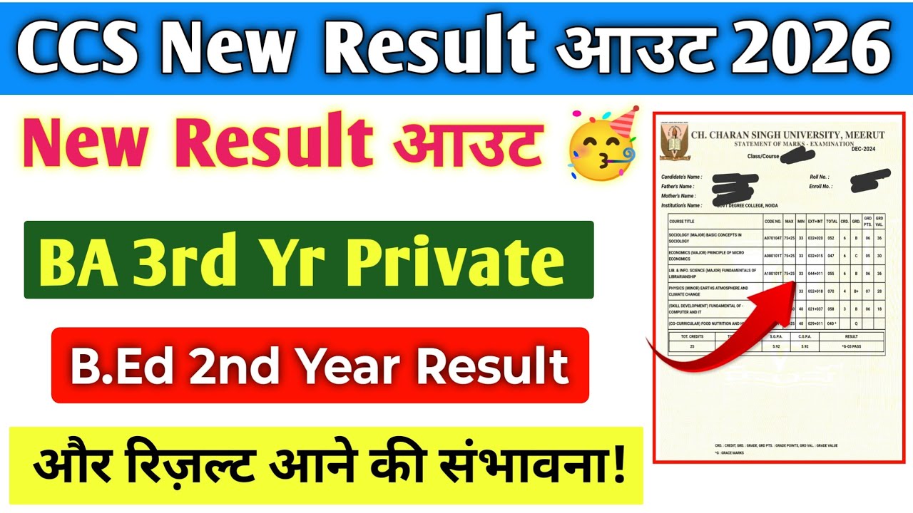 CCS University Result 2026 Out 😱 | BA 3rd Year & B.Ed 2nd Year Result Update