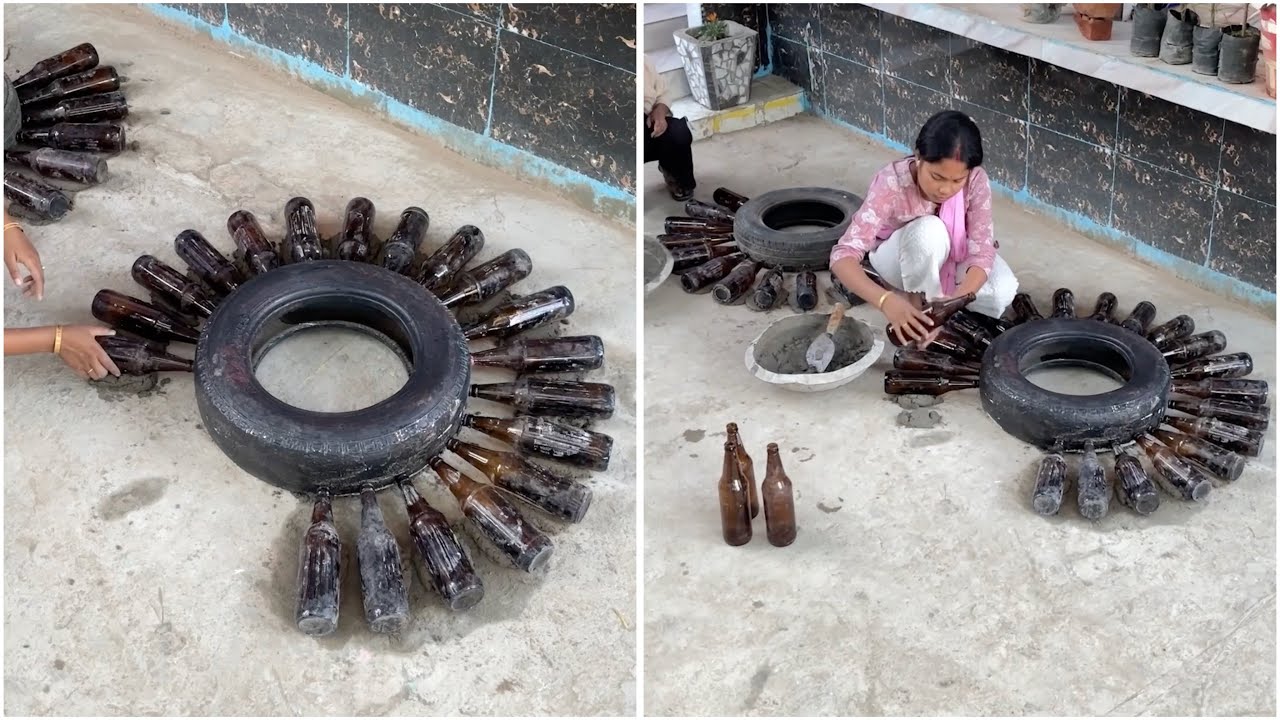 Waste Tyre + Bottle Craft 🔥 | Best Out of Waste DIY Project