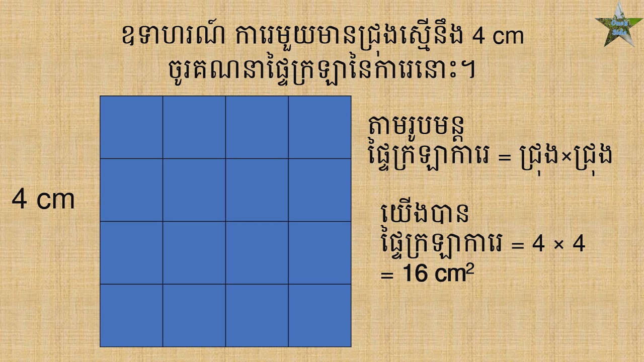 វិធីគណនាផ្ទៃក្រឡាការេ និងចតុកោណកែង