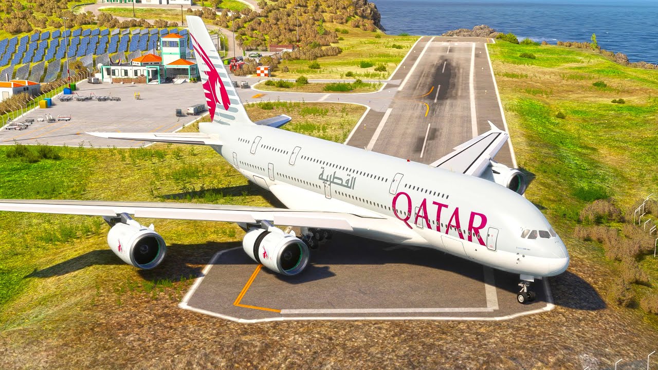 Very Rare! Qatar Airways A380 Takes Off from a Short Runway