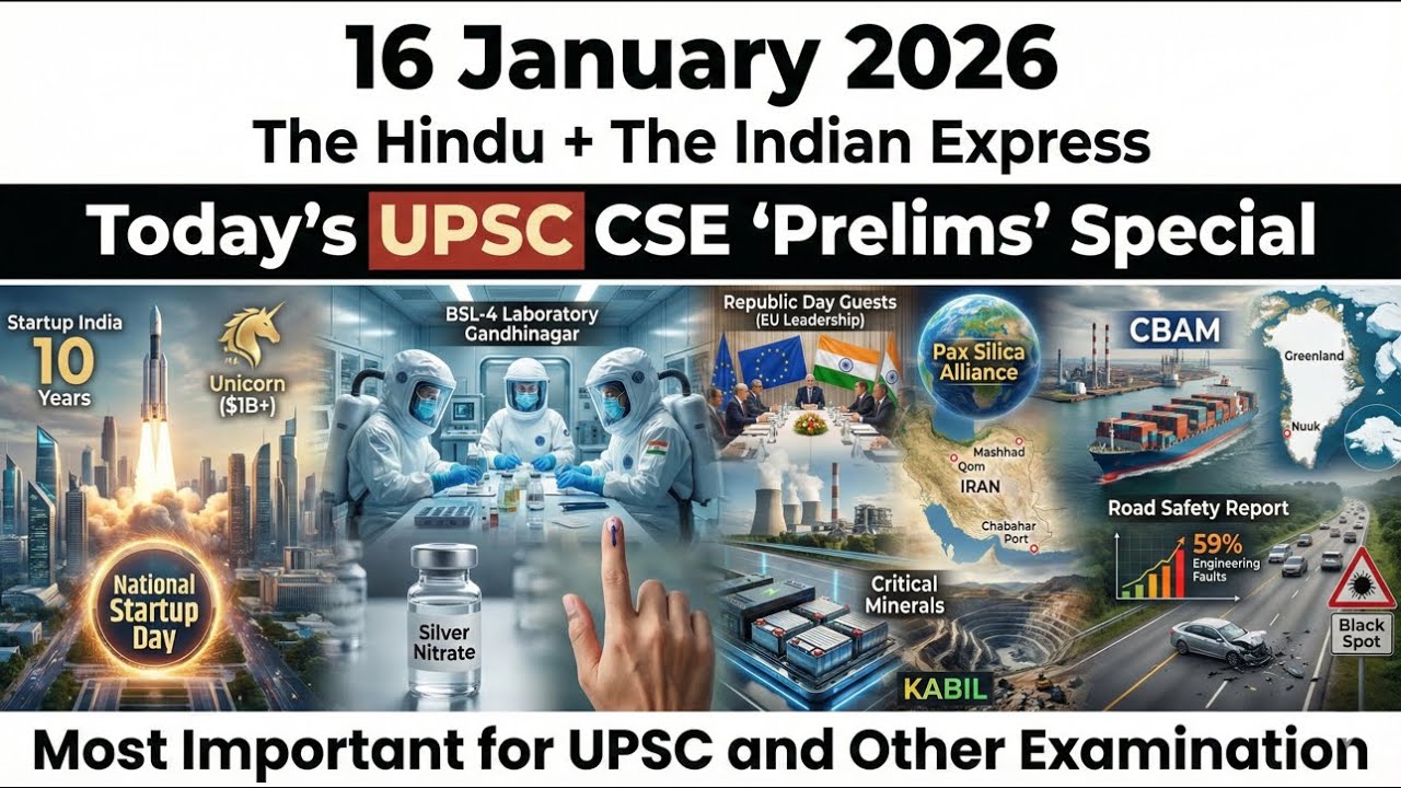 5 Prelims Facts You Can't Miss Today (16 Jan 2026) | Startup India & Pax Silica