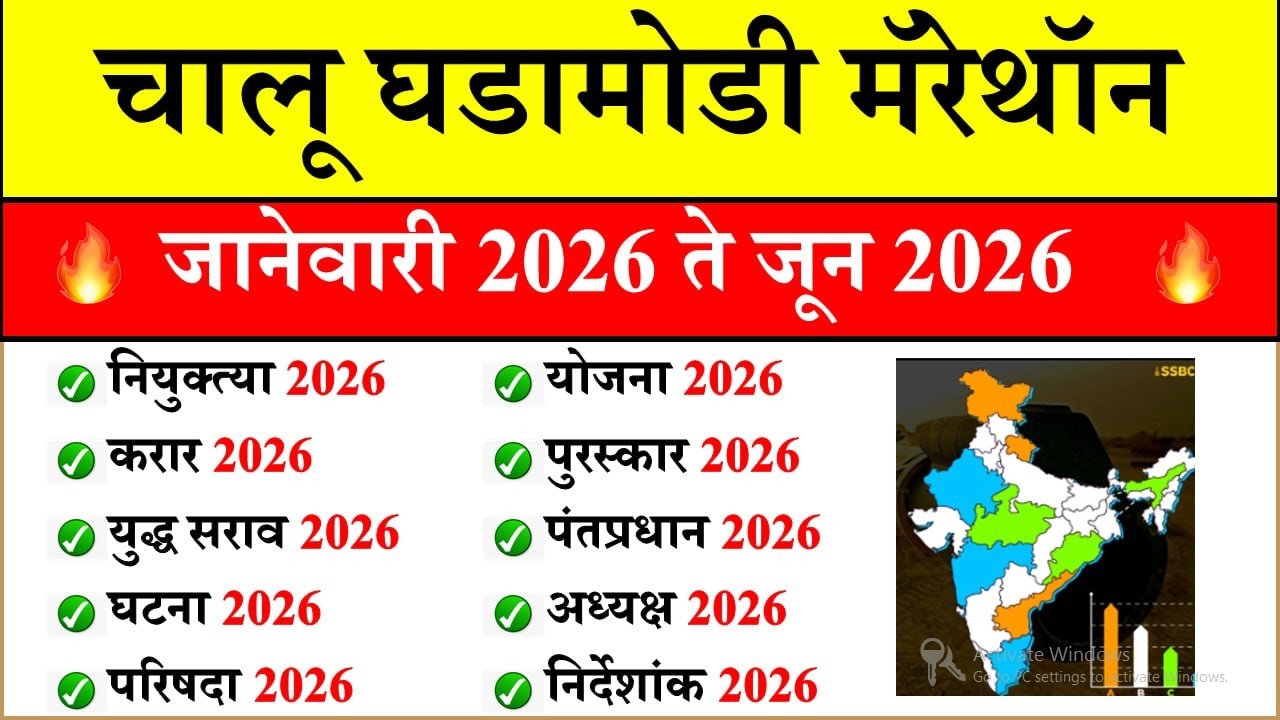 जानेवारी ते जून 2026 PDF | मागील सहा महीने चालू घडामोडी 2026 | Current Affairs Marathi 2026