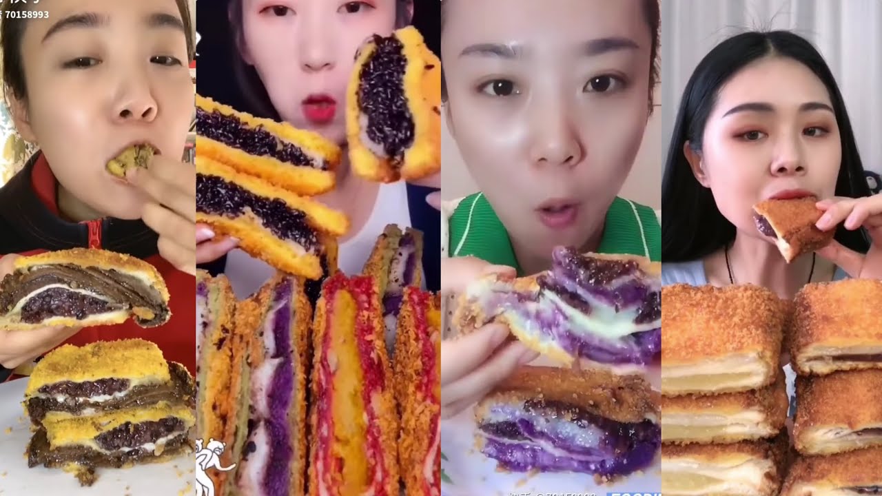 DEEP-FRIED SANDWICHES || ASMR *Crispy Sounds* Chinese Dessert Mukbang 디저트 먹방 吃播