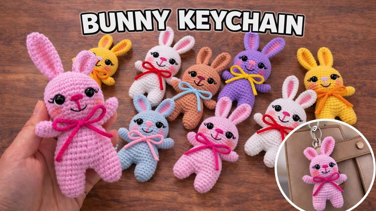 Easy Bunny Keychain Crochet Tutorial 🐰 | Amigurumi Pattern