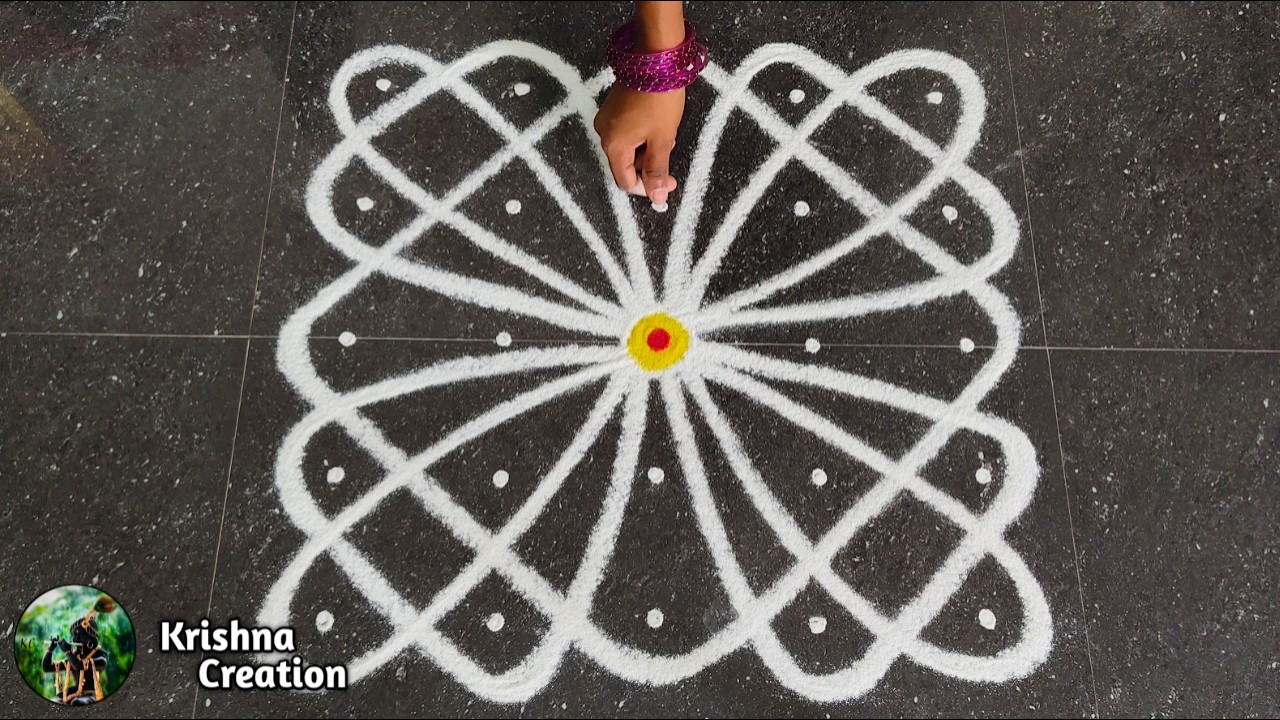 Easy sikku kolam, Kambi kolam | Melikala muggulu | 5x5 dot neli kolam | Beautiful Kambi kolam