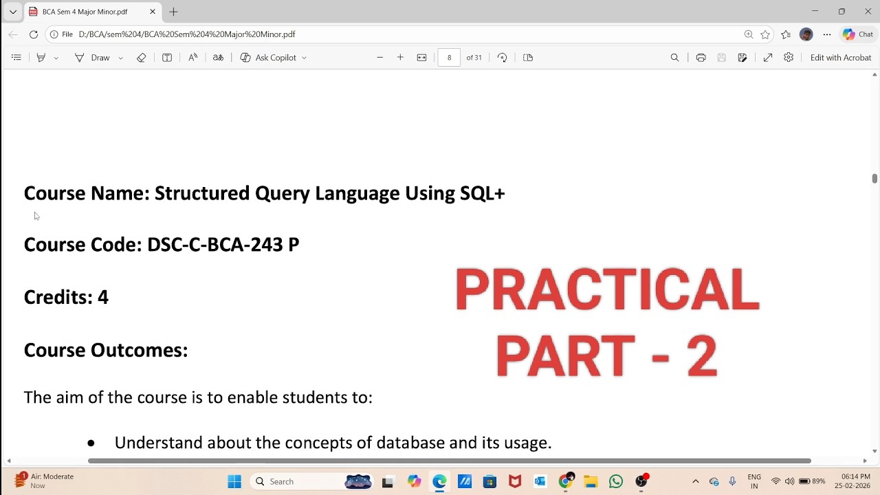 SQL+ Practical Solutions | Gujarat University BCA Sem 4  (NEP 2020) | Part 2 | By Jainish Dabgar