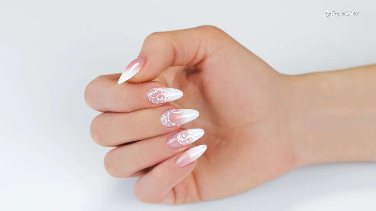 Baby Boomer Acrylic Nails with Royal Gel Ornaments - Step-By-Step Nail Art Design Video Tutorial