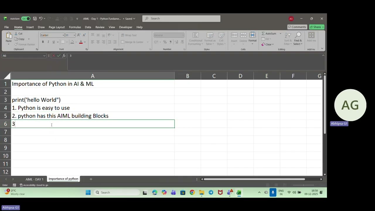 AI-ML DAY 1 INTERNSHIP VIDEO