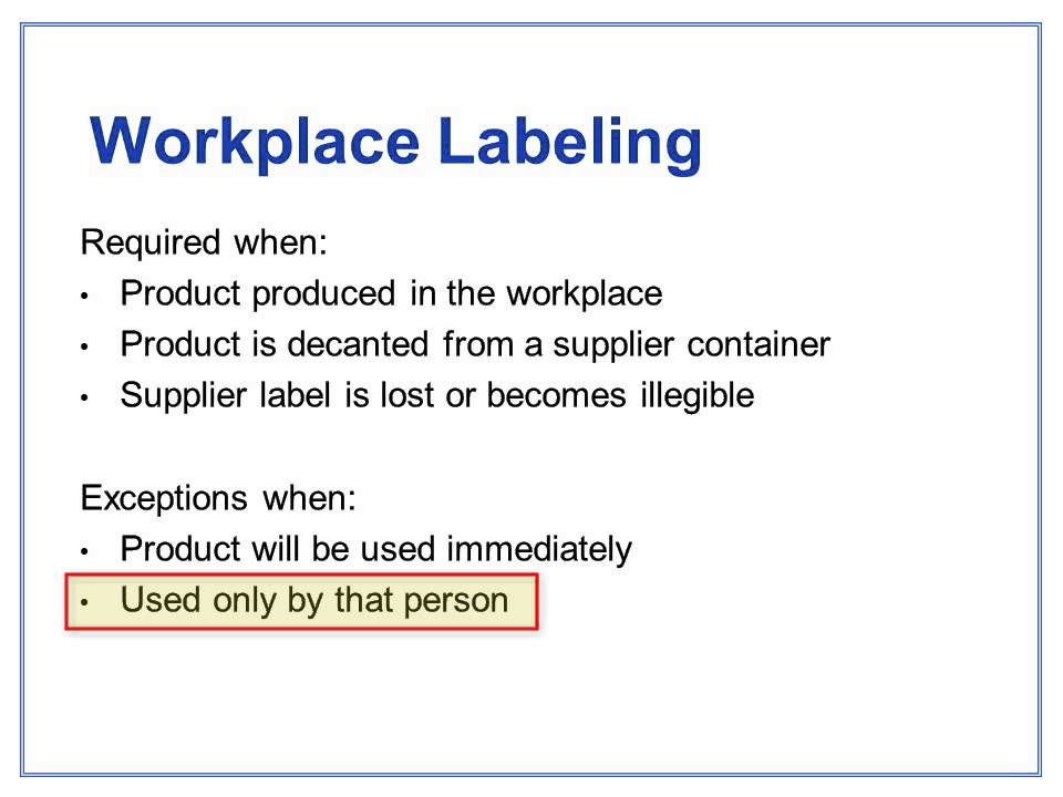 WHMIS 2015 - Workplace Labeling